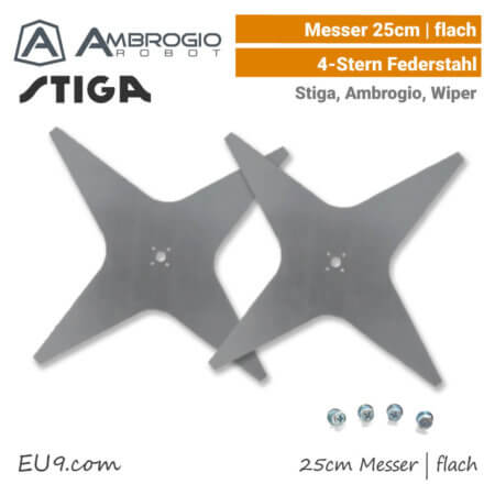 Ambrogio Stiga Wiper Messer 25 cm flach L30 L85 Autoclip Agro EU9