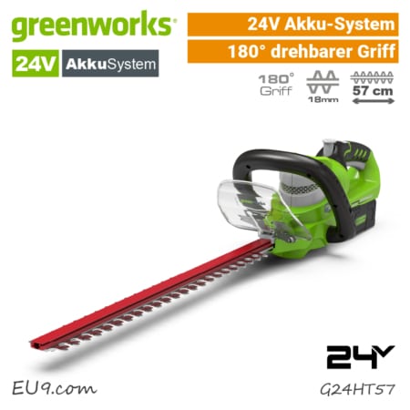 Greenworks 24V Akku-Heckenschere G24HT57 G24HT57K2 Heckenschneider EU9