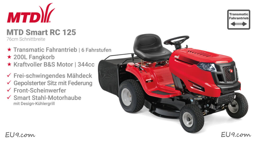 NEU 2021 MTD Smart RC 125 Transmatic Rasentraktor Günstig!