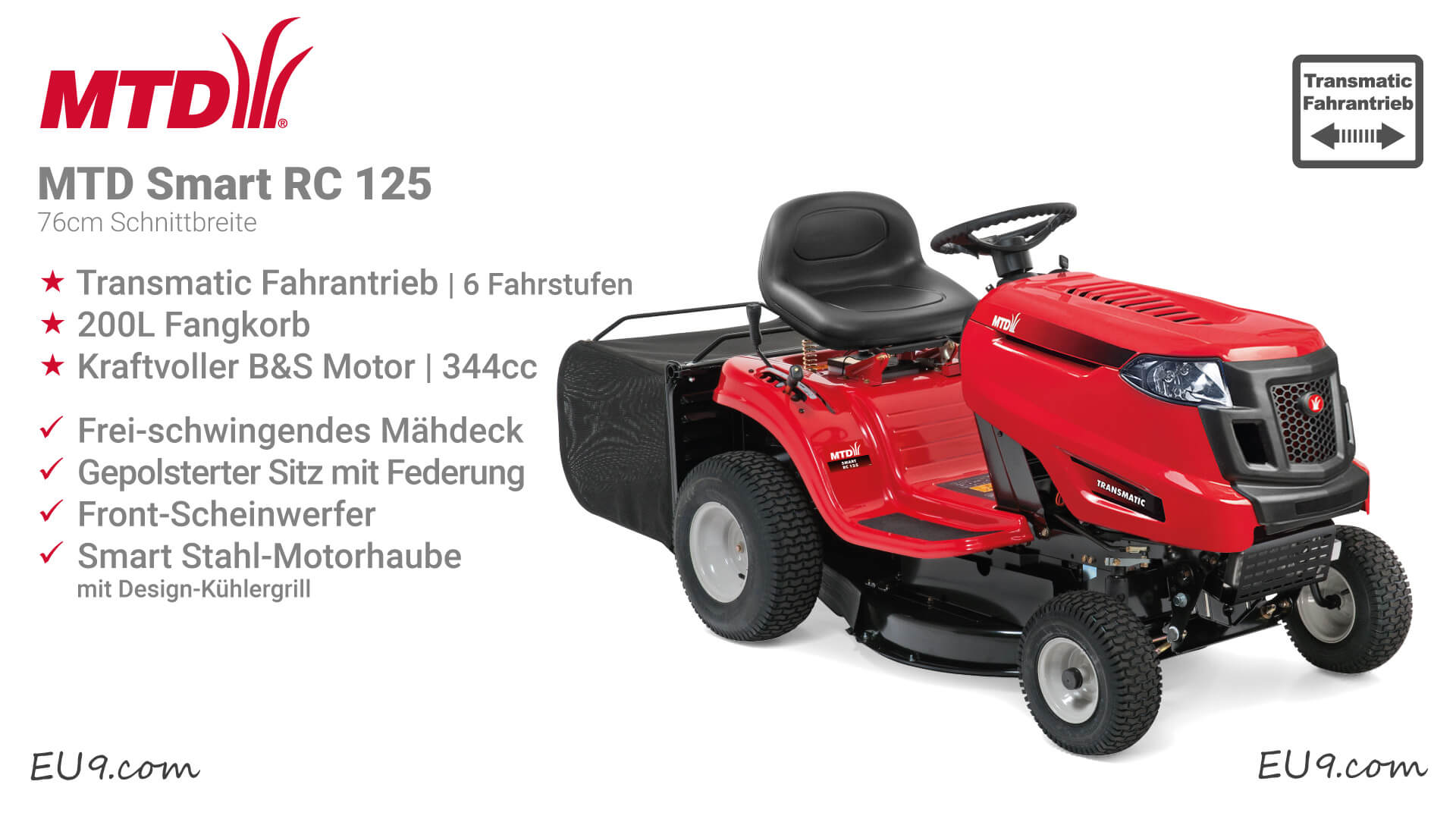 NEU 2021 MTD Smart RC 125 Transmatic Rasentraktor Günstig!