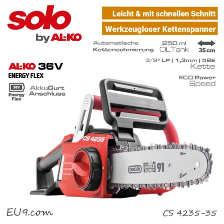 SOLO ALKO CS 4235-35 Akku-Motorsäge 36V EnergyFlex 40V Akku-Kettensäge EU9