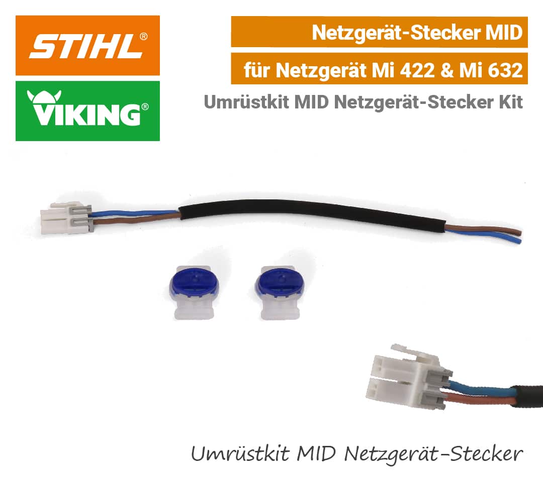 STIHL Viking Netzgerät Ladegerät MID-Stecker Umrüstkit 2-polig Mi 422 Mi 632