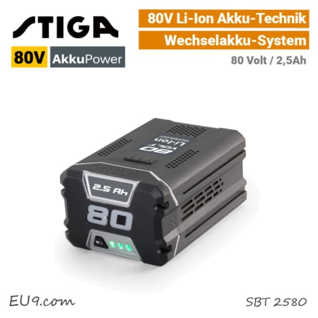 Stiga 80V Akku 80 Volt Li-Ion SBT-2580 2.5 Ah EU9