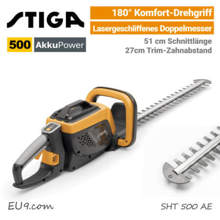 Stiga SHT 500 AE Akku-Heckenschere EU9